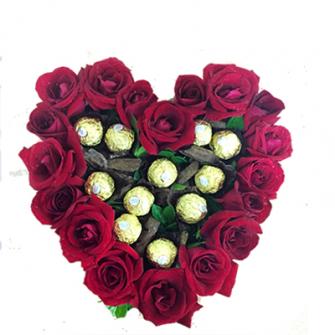 Coração de Rosas com Ferrero